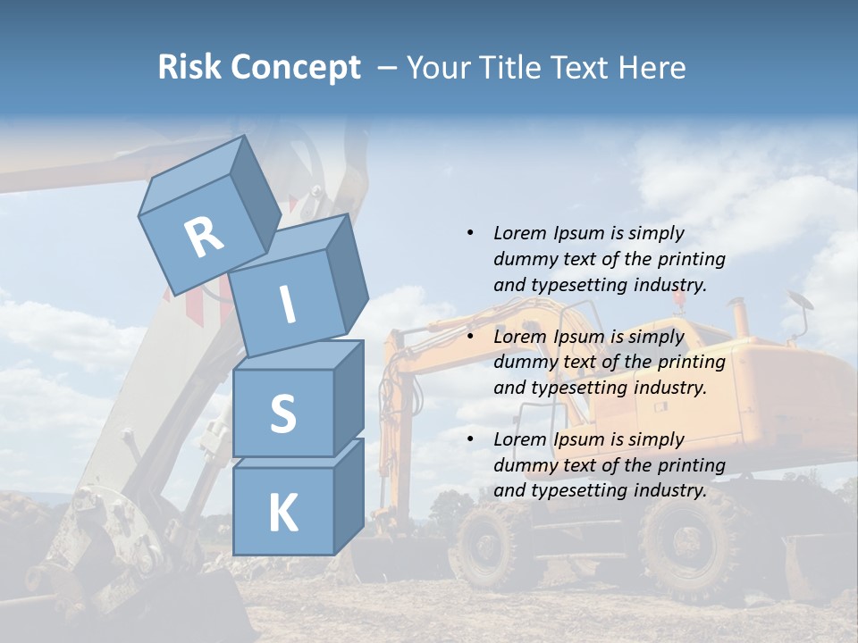 Two Mechanical Shovel On Building Site PowerPoint Template