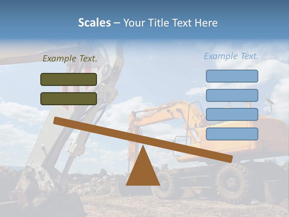 Two Mechanical Shovel On Building Site PowerPoint Template