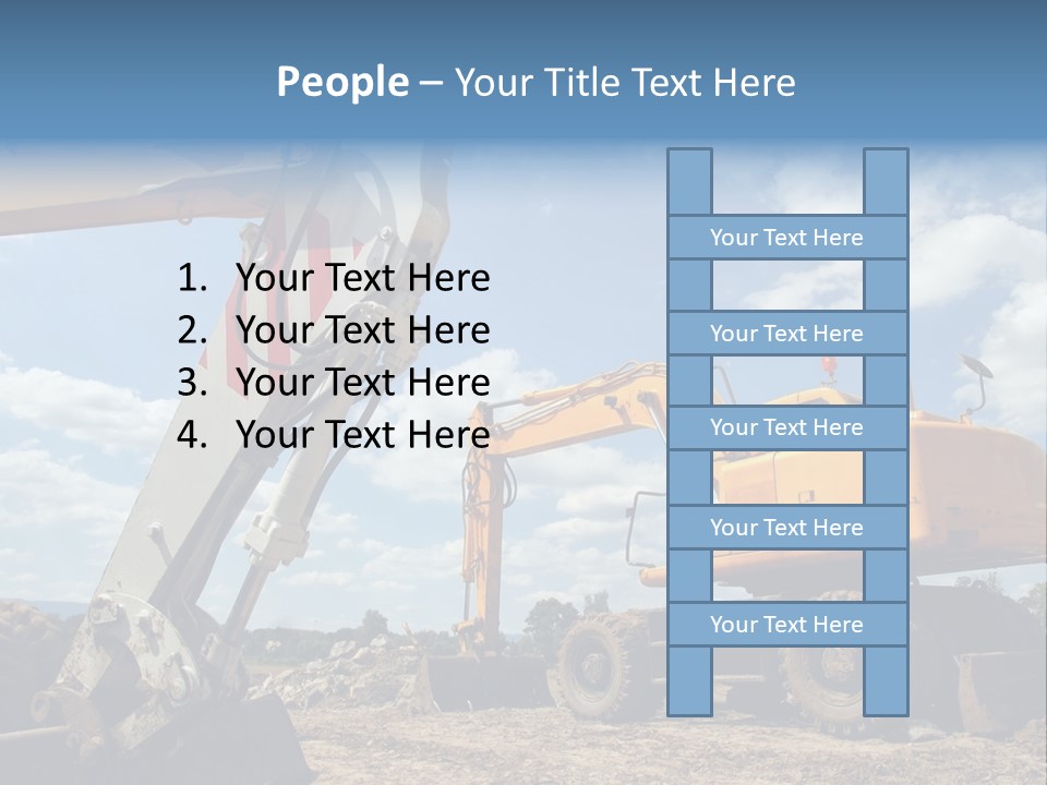 Two Mechanical Shovel On Building Site PowerPoint Template