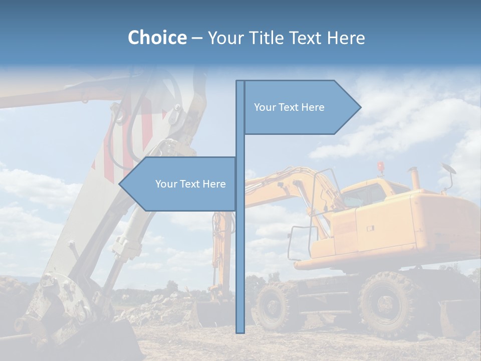 Two Mechanical Shovel On Building Site PowerPoint Template