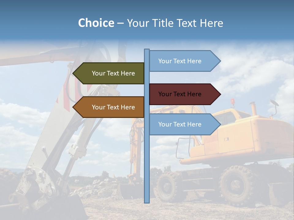 Two Mechanical Shovel On Building Site PowerPoint Template