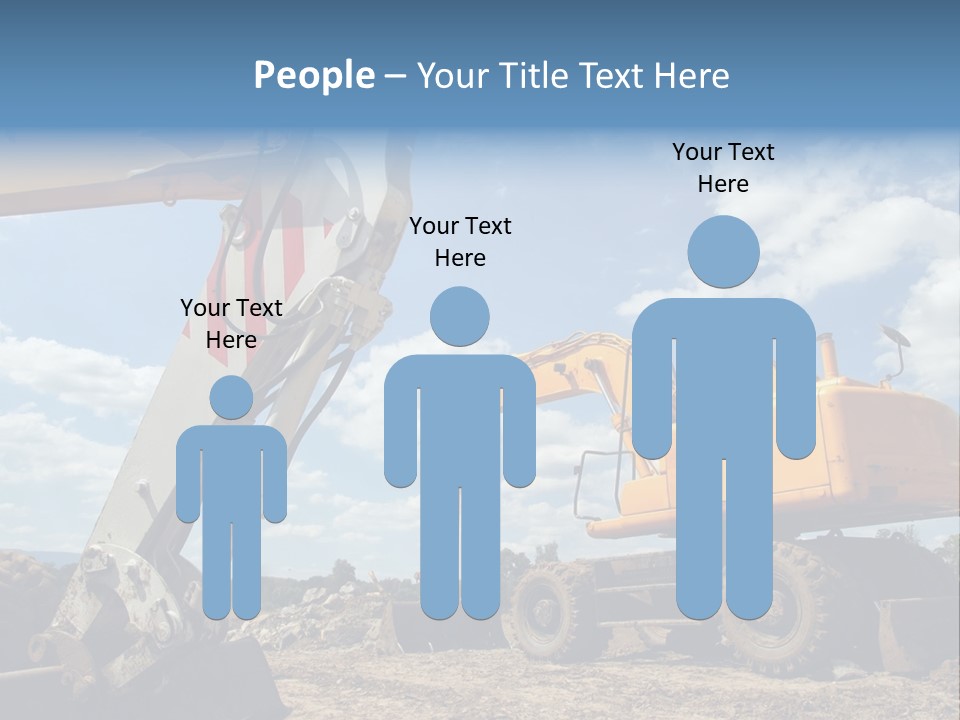Two Mechanical Shovel On Building Site PowerPoint Template