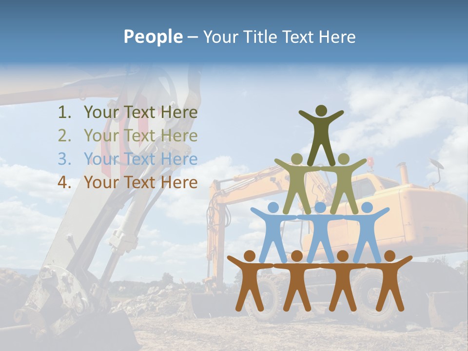 Two Mechanical Shovel On Building Site PowerPoint Template