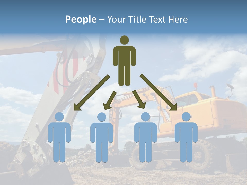 Two Mechanical Shovel On Building Site PowerPoint Template