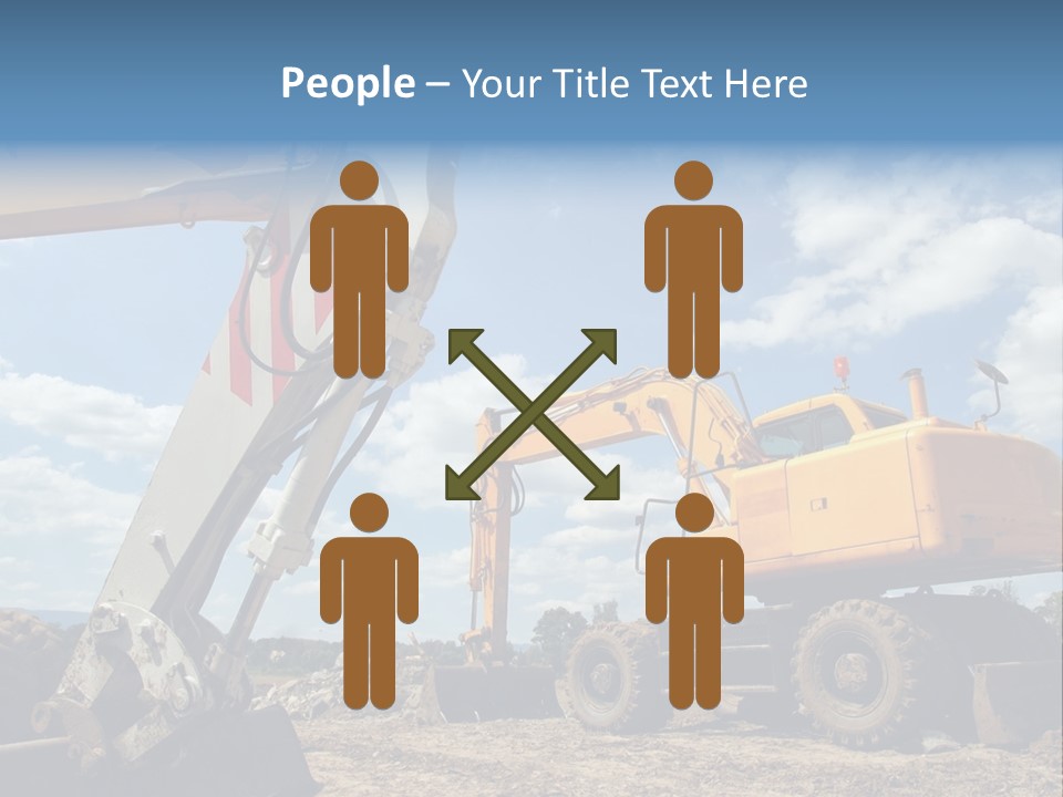 Two Mechanical Shovel On Building Site PowerPoint Template