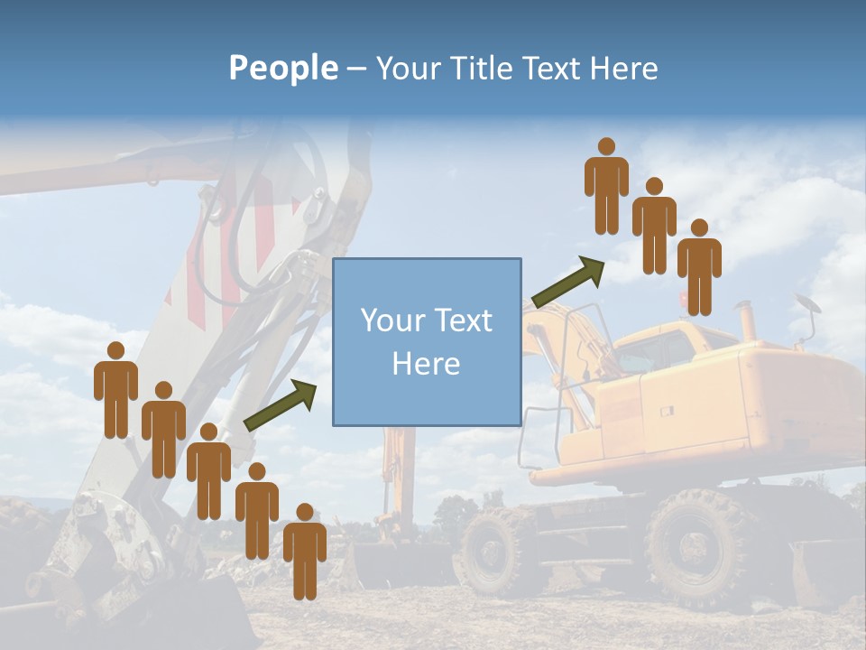 Two Mechanical Shovel On Building Site PowerPoint Template