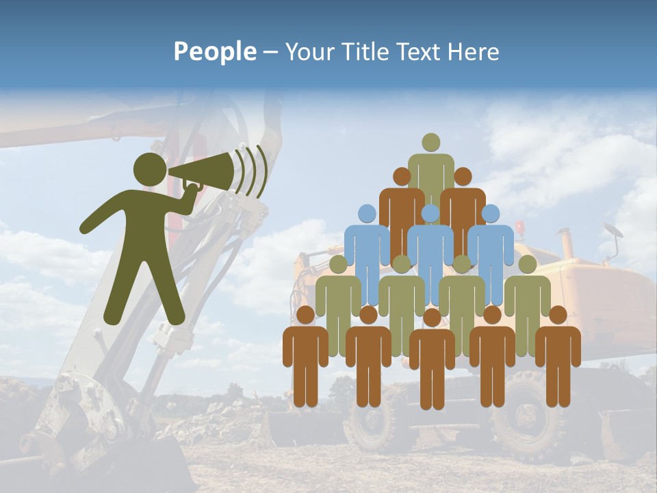 Two Mechanical Shovel On Building Site PowerPoint Template
