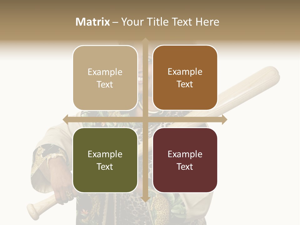 A Beautiful Ethnic Woman Smiling Because She Has A Baseball Bat To Defend Herself. Isolated On White. PowerPoint Template