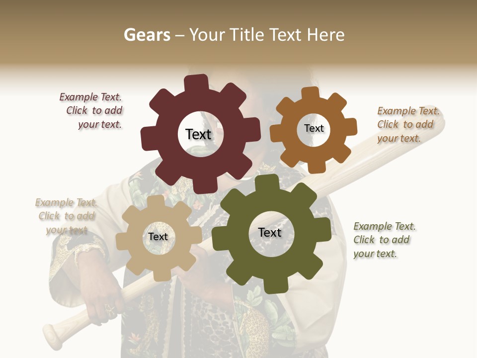 A Beautiful Ethnic Woman Smiling Because She Has A Baseball Bat To Defend Herself. Isolated On White. PowerPoint Template