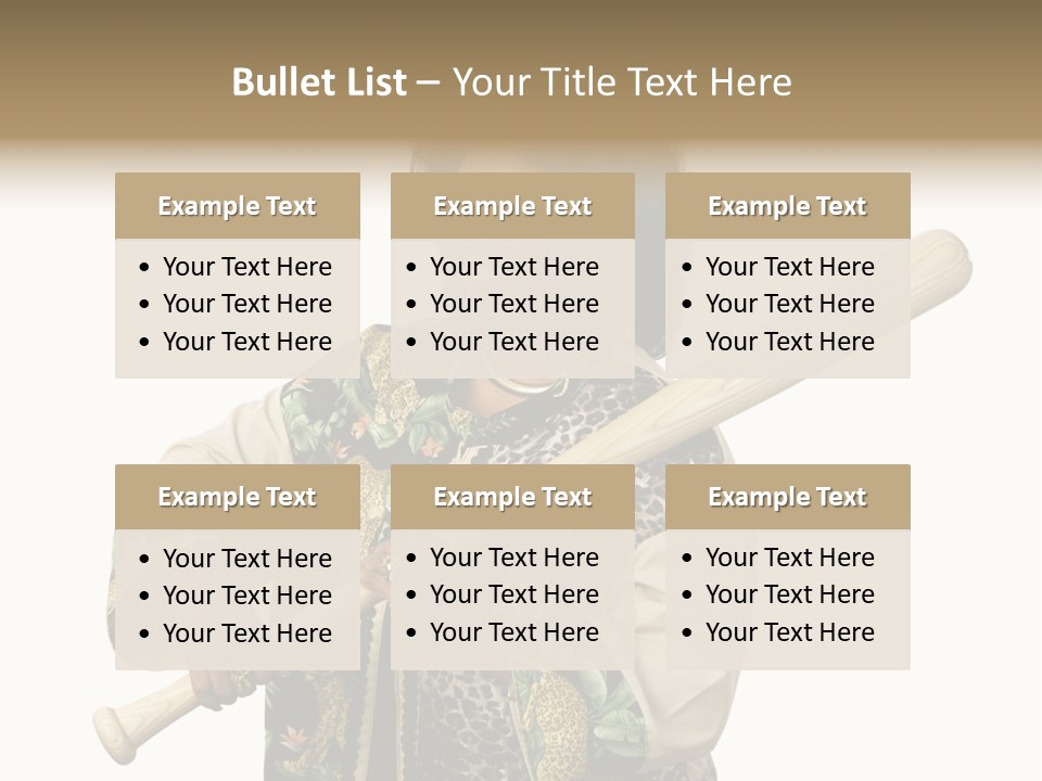 A Beautiful Ethnic Woman Smiling Because She Has A Baseball Bat To Defend Herself. Isolated On White. PowerPoint Template