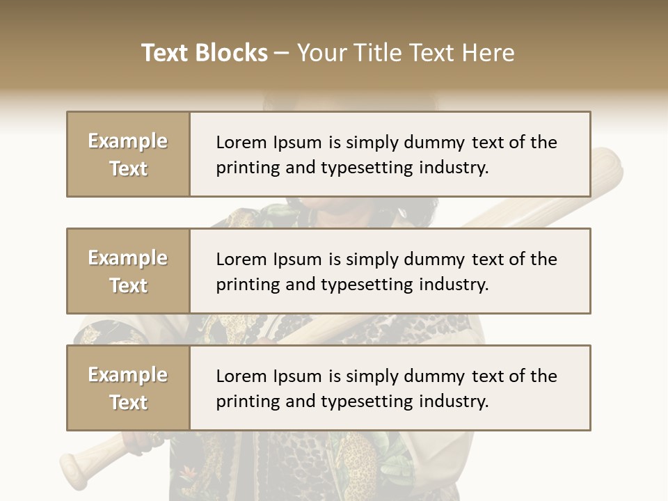 A Beautiful Ethnic Woman Smiling Because She Has A Baseball Bat To Defend Herself. Isolated On White. PowerPoint Template