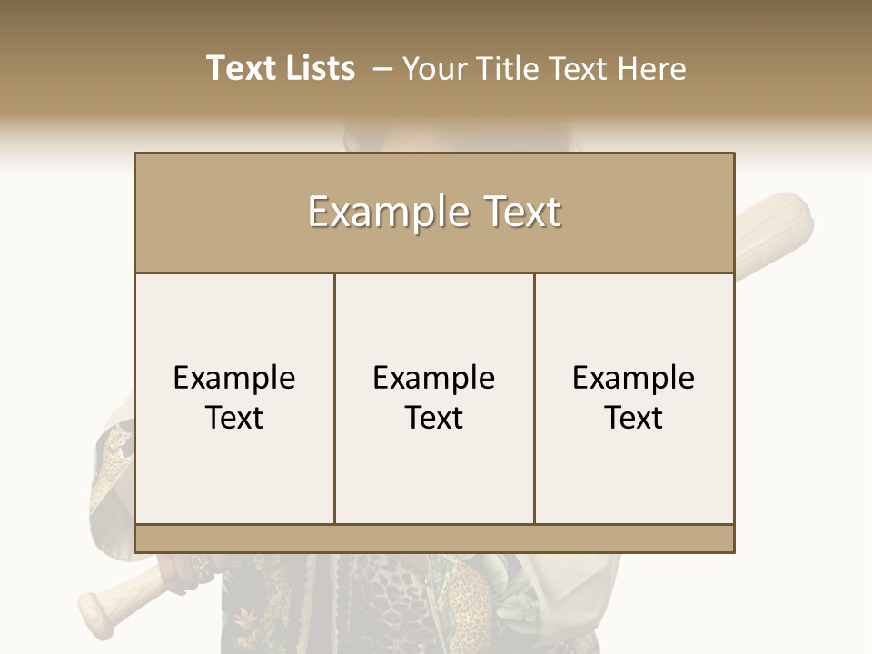 A Beautiful Ethnic Woman Smiling Because She Has A Baseball Bat To Defend Herself. Isolated On White. PowerPoint Template