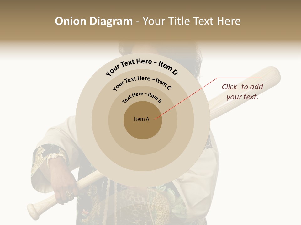 A Beautiful Ethnic Woman Smiling Because She Has A Baseball Bat To Defend Herself. Isolated On White. PowerPoint Template