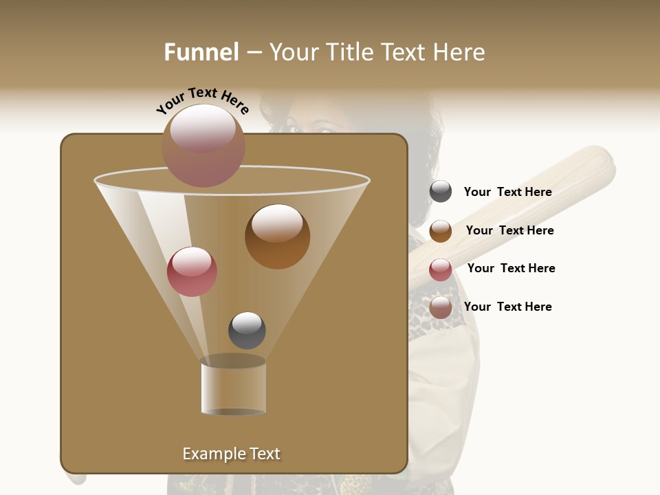 A Beautiful Ethnic Woman Smiling Because She Has A Baseball Bat To Defend Herself. Isolated On White. PowerPoint Template