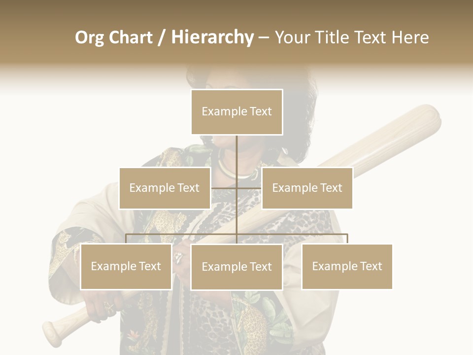 A Beautiful Ethnic Woman Smiling Because She Has A Baseball Bat To Defend Herself. Isolated On White. PowerPoint Template