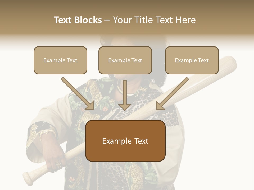 A Beautiful Ethnic Woman Smiling Because She Has A Baseball Bat To Defend Herself. Isolated On White. PowerPoint Template