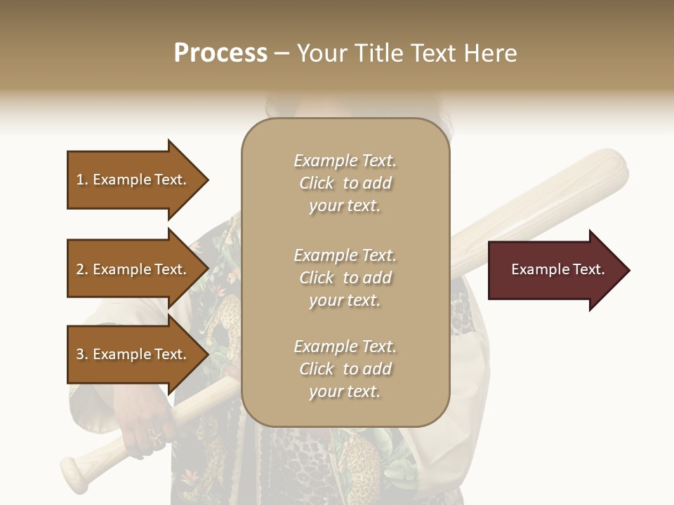 A Beautiful Ethnic Woman Smiling Because She Has A Baseball Bat To Defend Herself. Isolated On White. PowerPoint Template