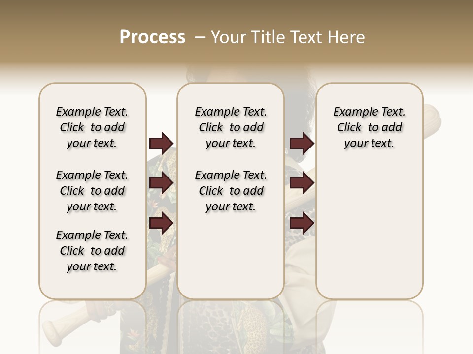 A Beautiful Ethnic Woman Smiling Because She Has A Baseball Bat To Defend Herself. Isolated On White. PowerPoint Template