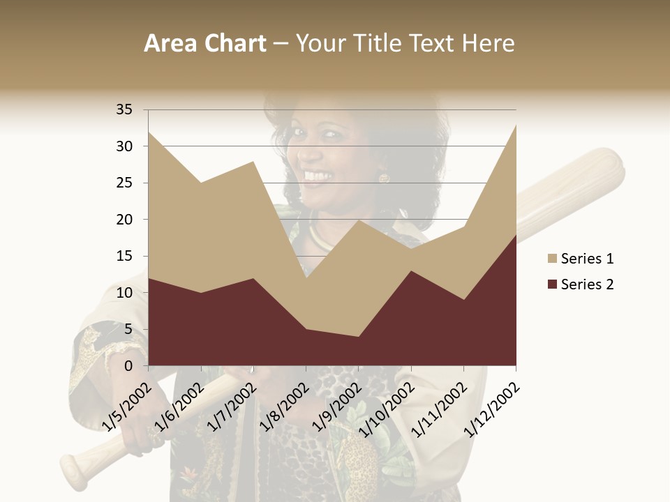A Beautiful Ethnic Woman Smiling Because She Has A Baseball Bat To Defend Herself. Isolated On White. PowerPoint Template