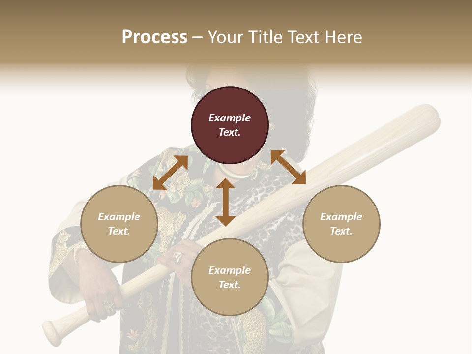 A Beautiful Ethnic Woman Smiling Because She Has A Baseball Bat To Defend Herself. Isolated On White. PowerPoint Template