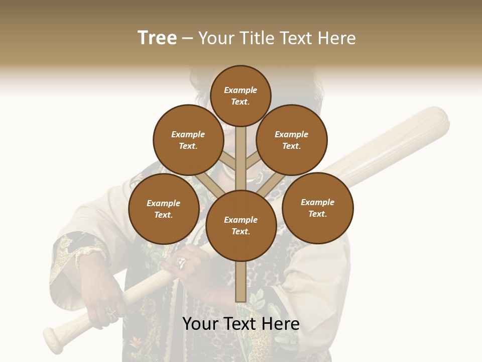 A Beautiful Ethnic Woman Smiling Because She Has A Baseball Bat To Defend Herself. Isolated On White. PowerPoint Template