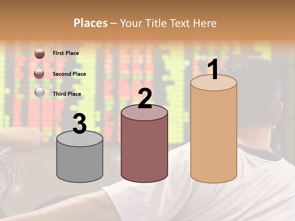 Asian Man Watching Stock Market Index PowerPoint Template