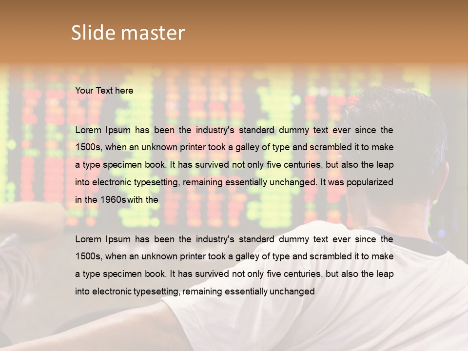 Asian Man Watching Stock Market Index PowerPoint Template