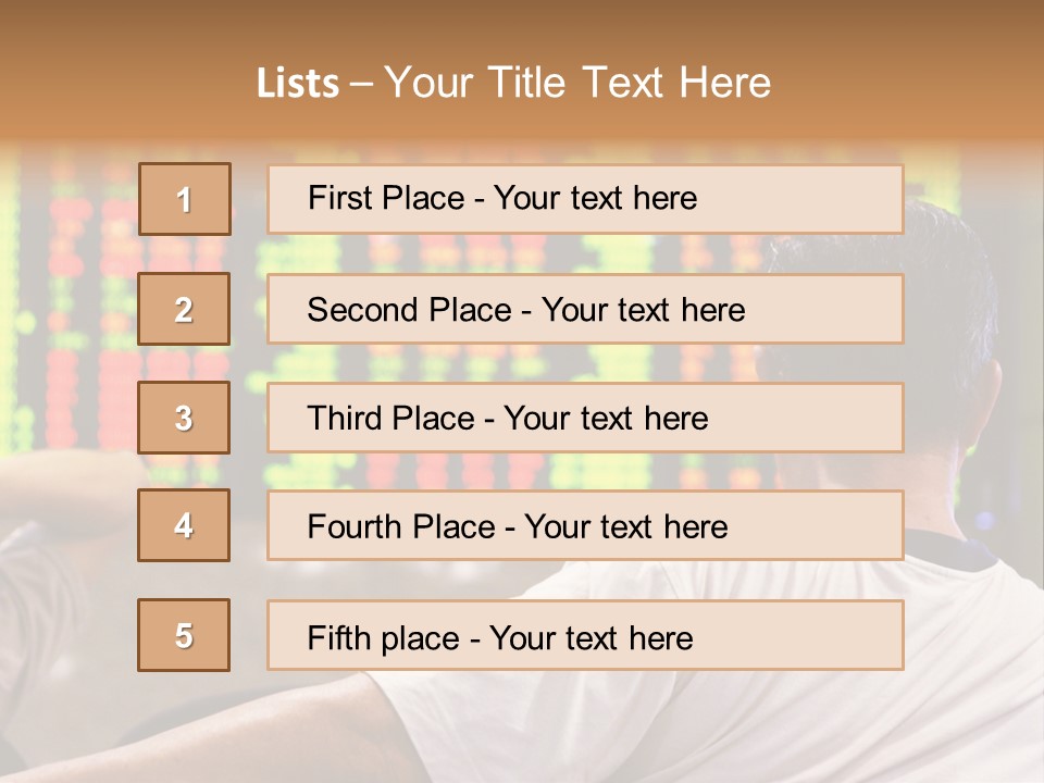 Asian Man Watching Stock Market Index PowerPoint Template