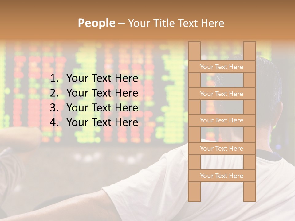 Asian Man Watching Stock Market Index PowerPoint Template