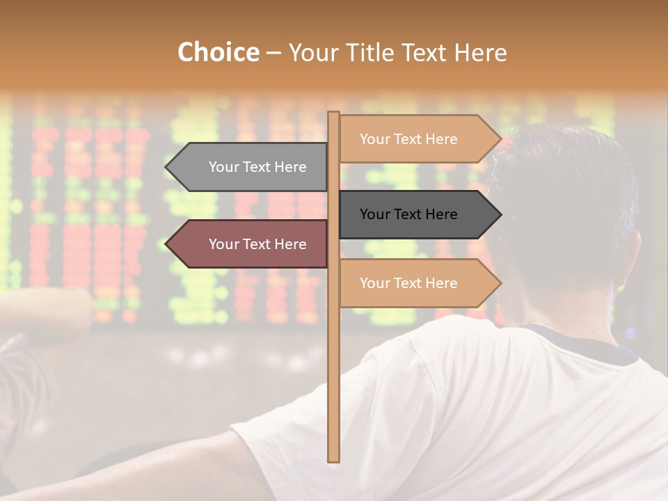 Asian Man Watching Stock Market Index PowerPoint Template