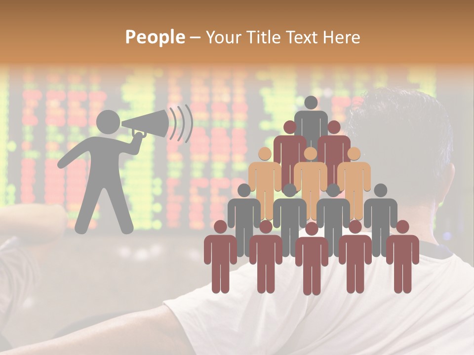 Asian Man Watching Stock Market Index PowerPoint Template