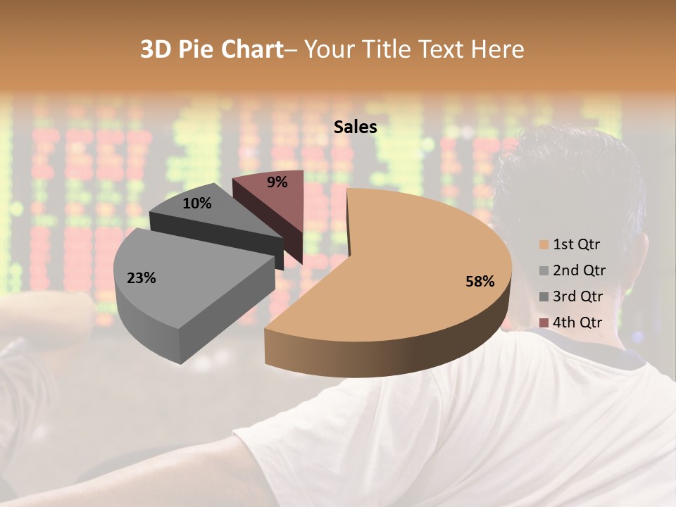 Asian Man Watching Stock Market Index PowerPoint Template