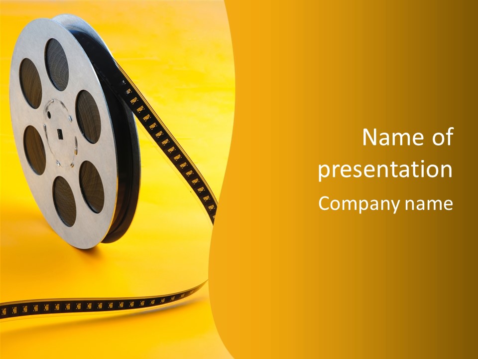 Reel Of Film Of 16 Mm On Yellow Background PowerPoint Template