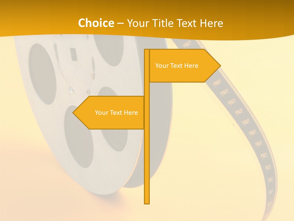 Reel Of Film Of 16 Mm On Yellow Background PowerPoint Template