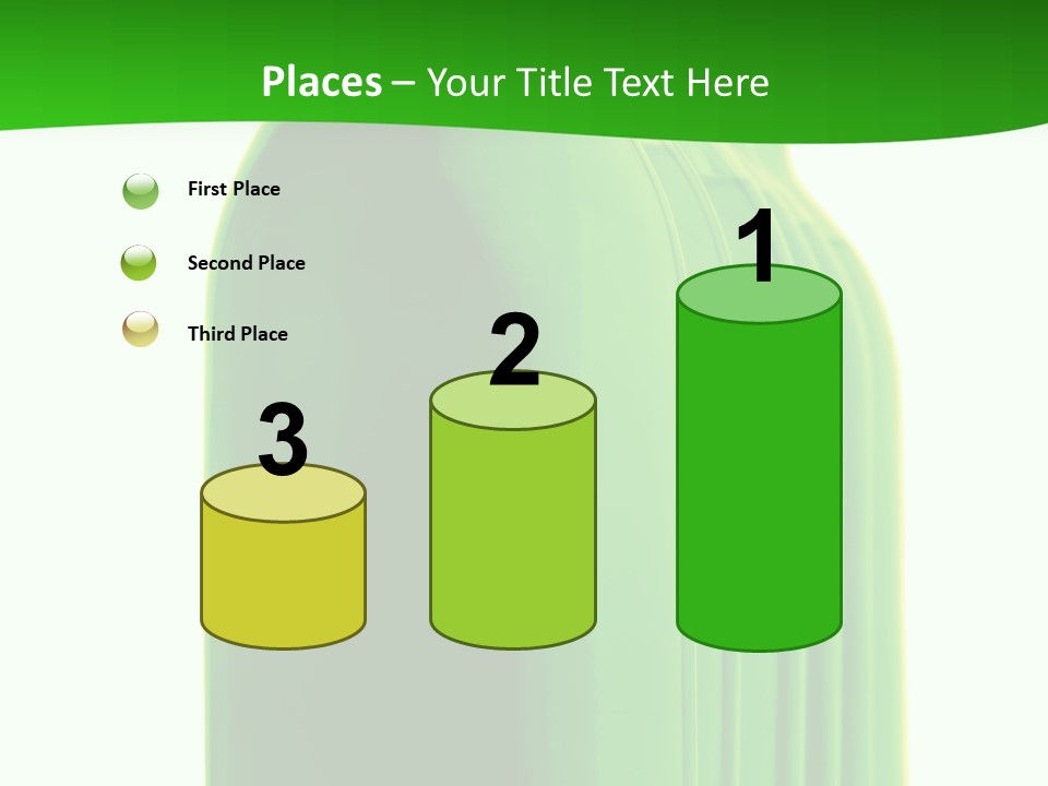 Bottle O Green Color With Mineral Water Isolated On White Background PowerPoint Template