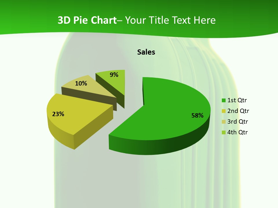 Bottle O Green Color With Mineral Water Isolated On White Background PowerPoint Template