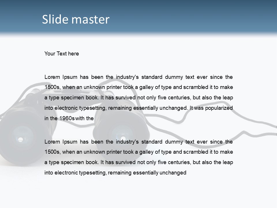 A Pair Of Binoculars Lying Flat On A White Background. PowerPoint Template