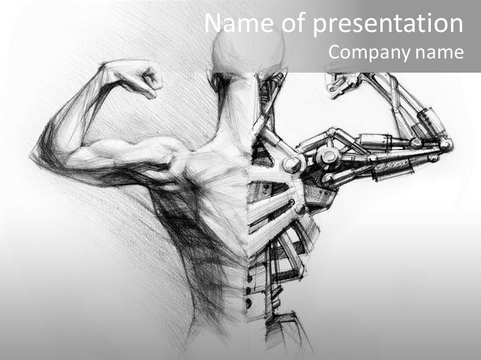 Pencil's Sketch Of The Cyborg PowerPoint Template