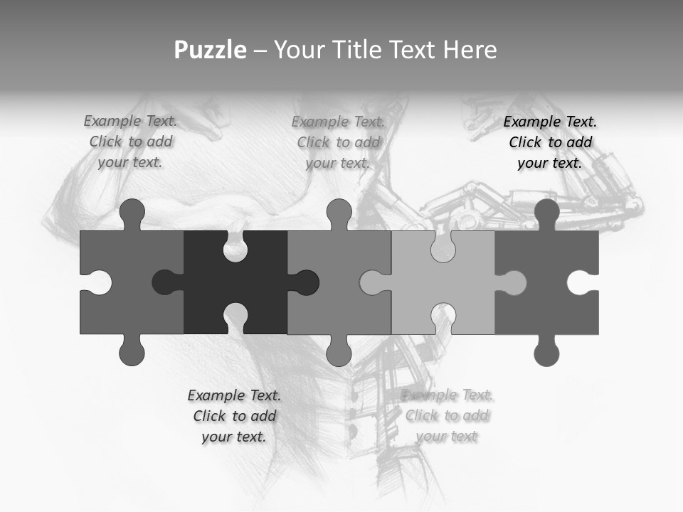 Pencil's Sketch Of The Cyborg PowerPoint Template