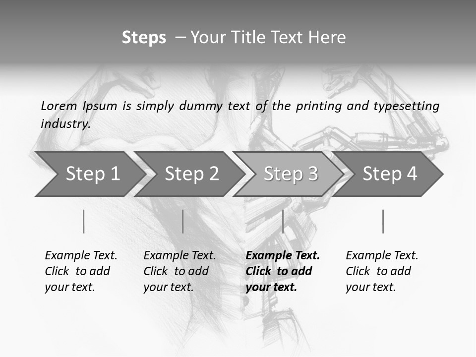Pencil's Sketch Of The Cyborg PowerPoint Template