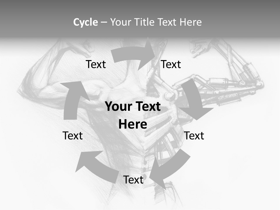 Pencil's Sketch Of The Cyborg PowerPoint Template