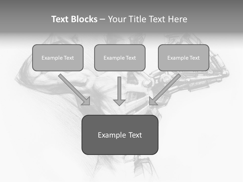 Pencil's Sketch Of The Cyborg PowerPoint Template