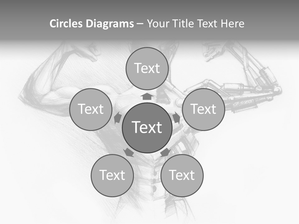 Pencil's Sketch Of The Cyborg PowerPoint Template