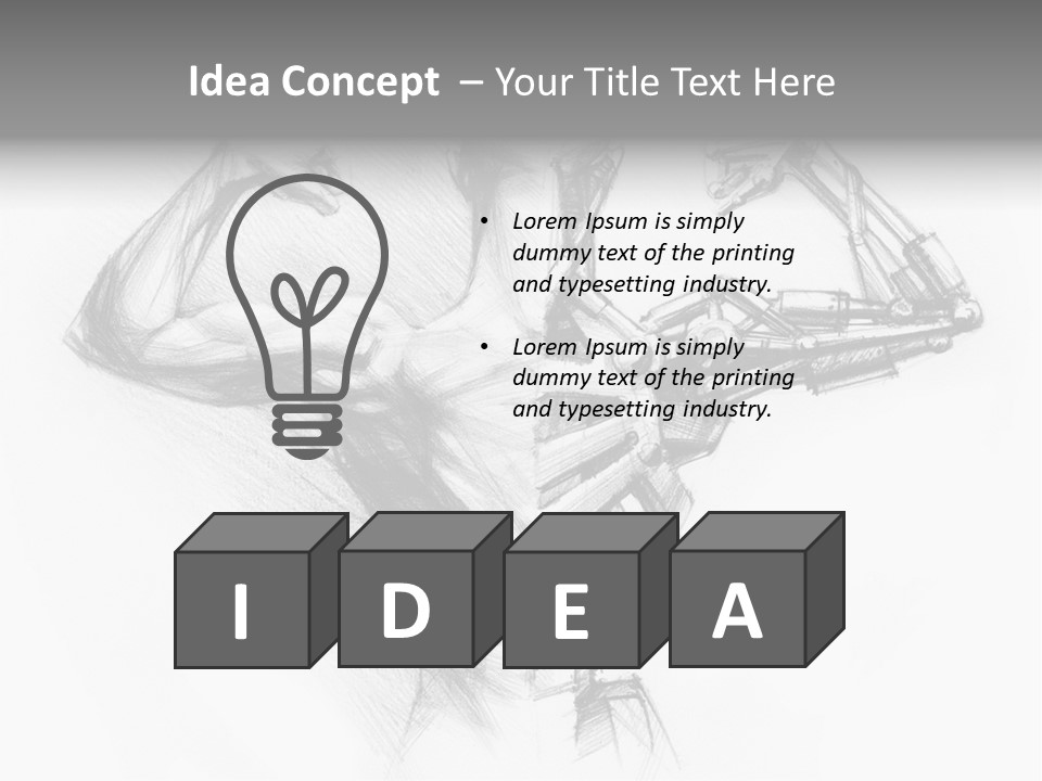 Pencil's Sketch Of The Cyborg PowerPoint Template
