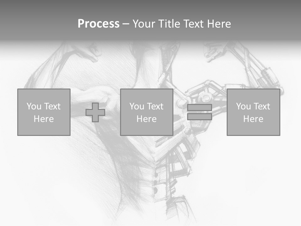 Pencil's Sketch Of The Cyborg PowerPoint Template