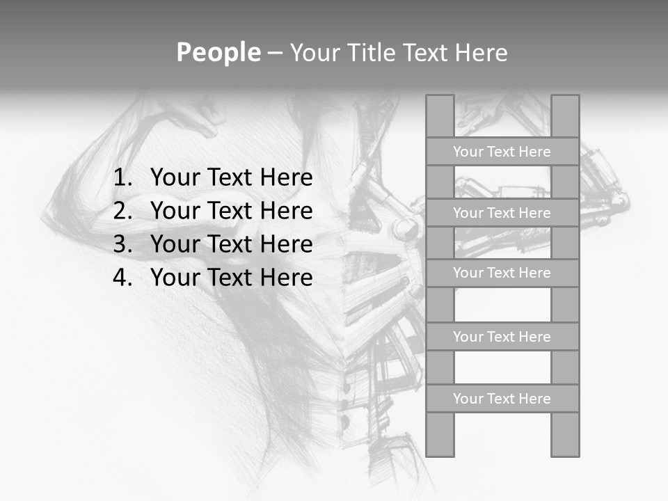 Pencil's Sketch Of The Cyborg PowerPoint Template