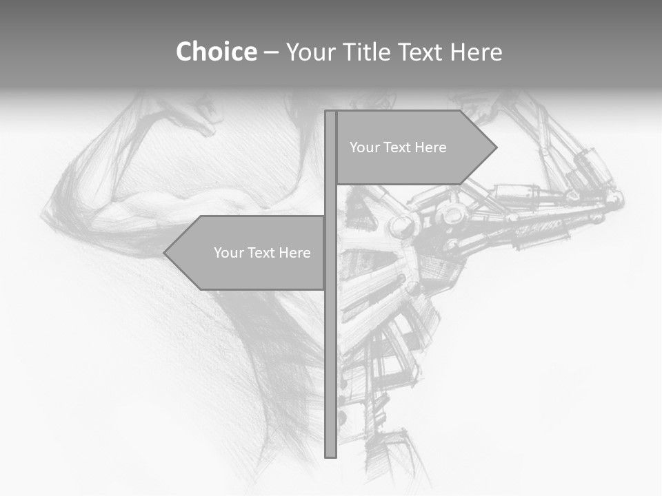 Pencil's Sketch Of The Cyborg PowerPoint Template