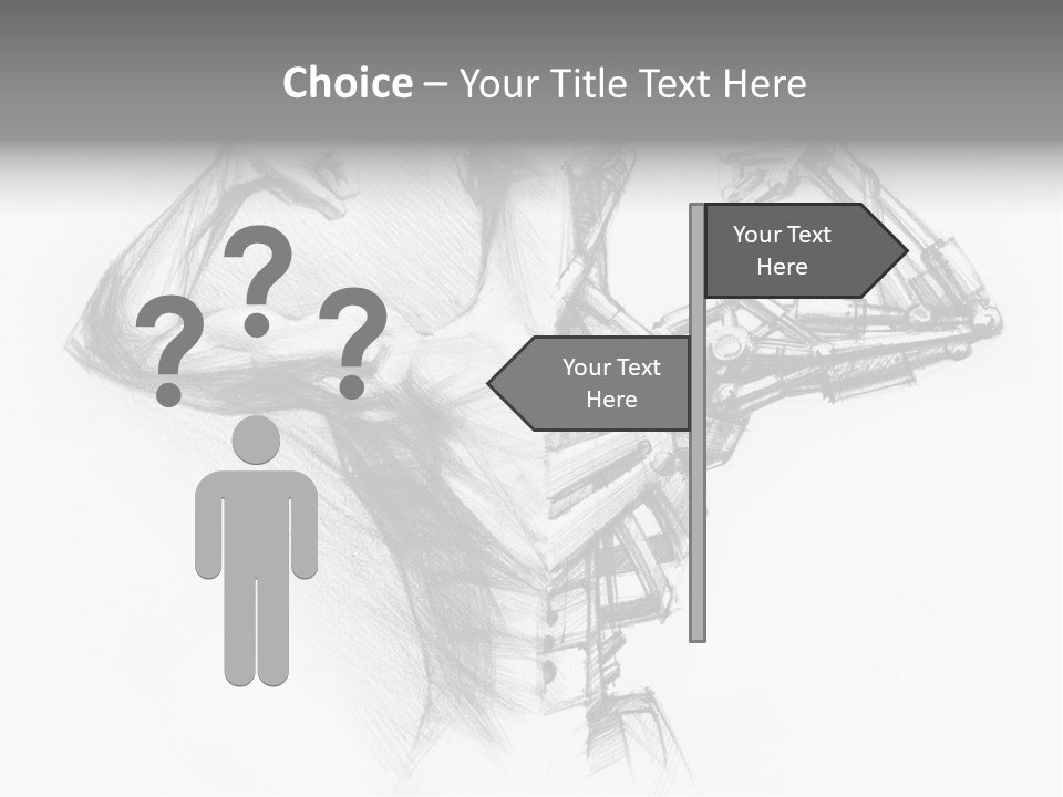 Pencil's Sketch Of The Cyborg PowerPoint Template