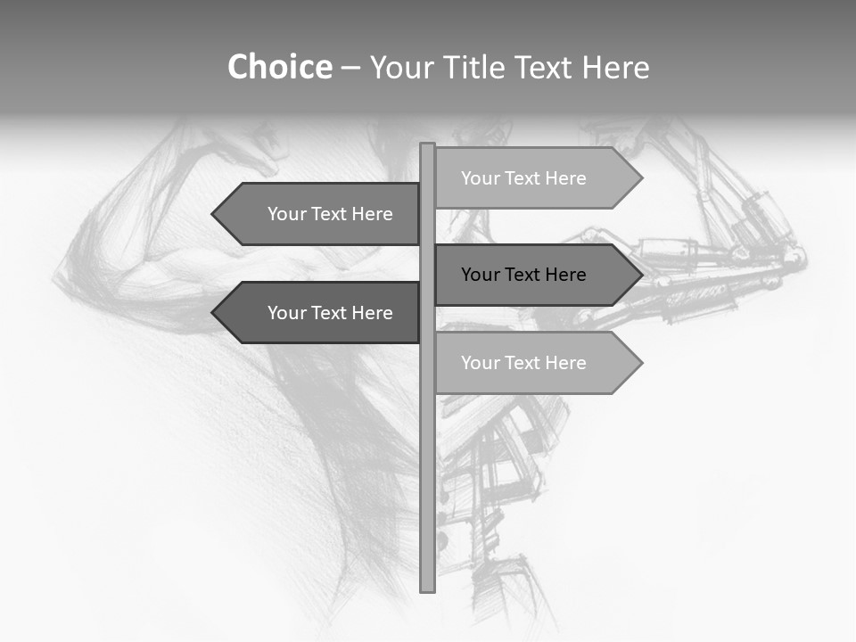 Pencil's Sketch Of The Cyborg PowerPoint Template