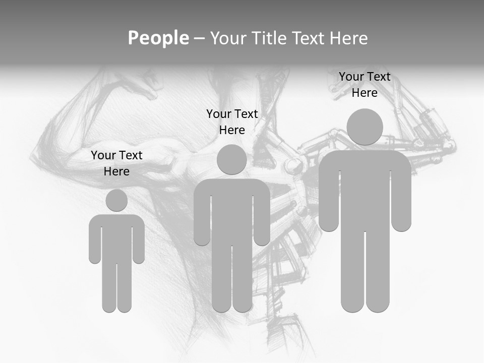 Pencil's Sketch Of The Cyborg PowerPoint Template